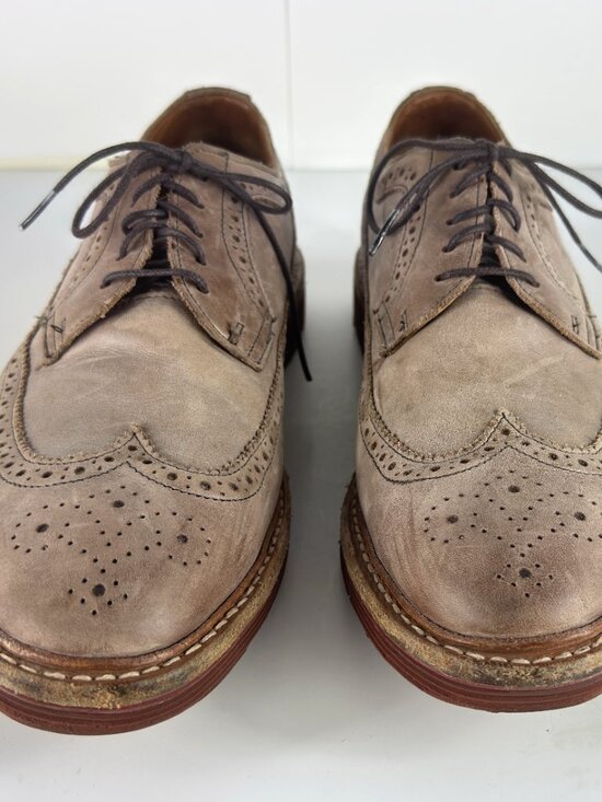 Allen Edmonds Shannon Drive Men\'s Dress Shoes Oxford Wingtip Tan US 11 D main image 5